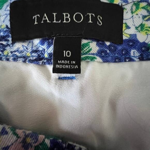 Talbots Skirt Blue Green Floral Print 10 Coastal Resort Summer Preppy Style - Picture 8 of 10
